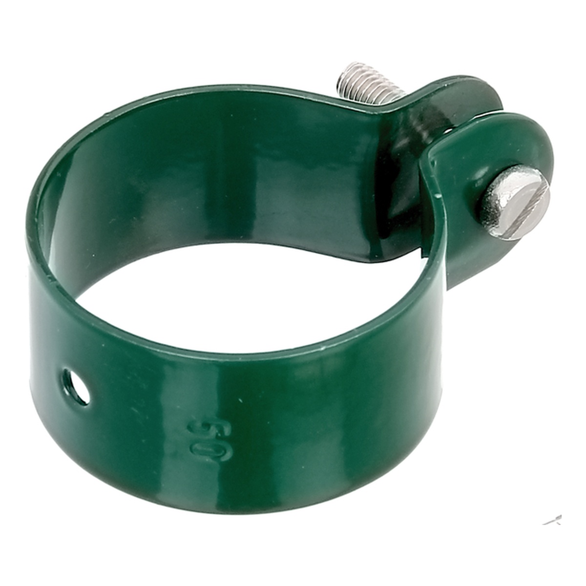 Alberts Schelle zur Befestigung von Streben an Pfosten, 25 x 53 x 74 mm, Schellen-Ø: 48 mm, Stahl roh, verzinkt grün kunststoffbeschichtet RAL 6005 - 1 Stk.