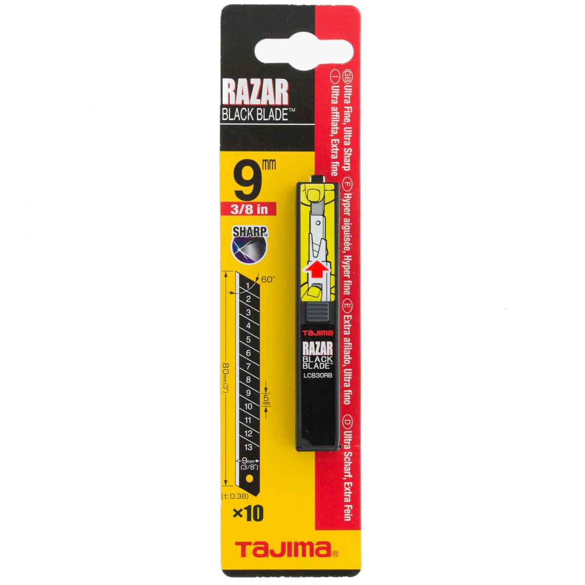 Tajima Razar Black Cutterklingen 9 mm Spender mit 10 Klingen- 1 Stk.
