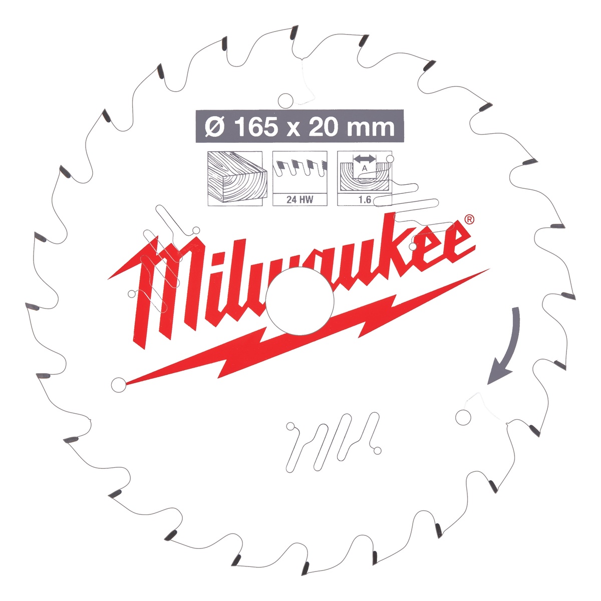 Milwaukee Kreissägeblatt Holz für Akku-Handkreissägen 165/20 mm Z24 Wechselzahn - 1 Stk. Milwaukee Kreissägeblatt Holz für Akku-Handkreissägen 165/20 mm Z24 Wechselzahn - 1 Stk.