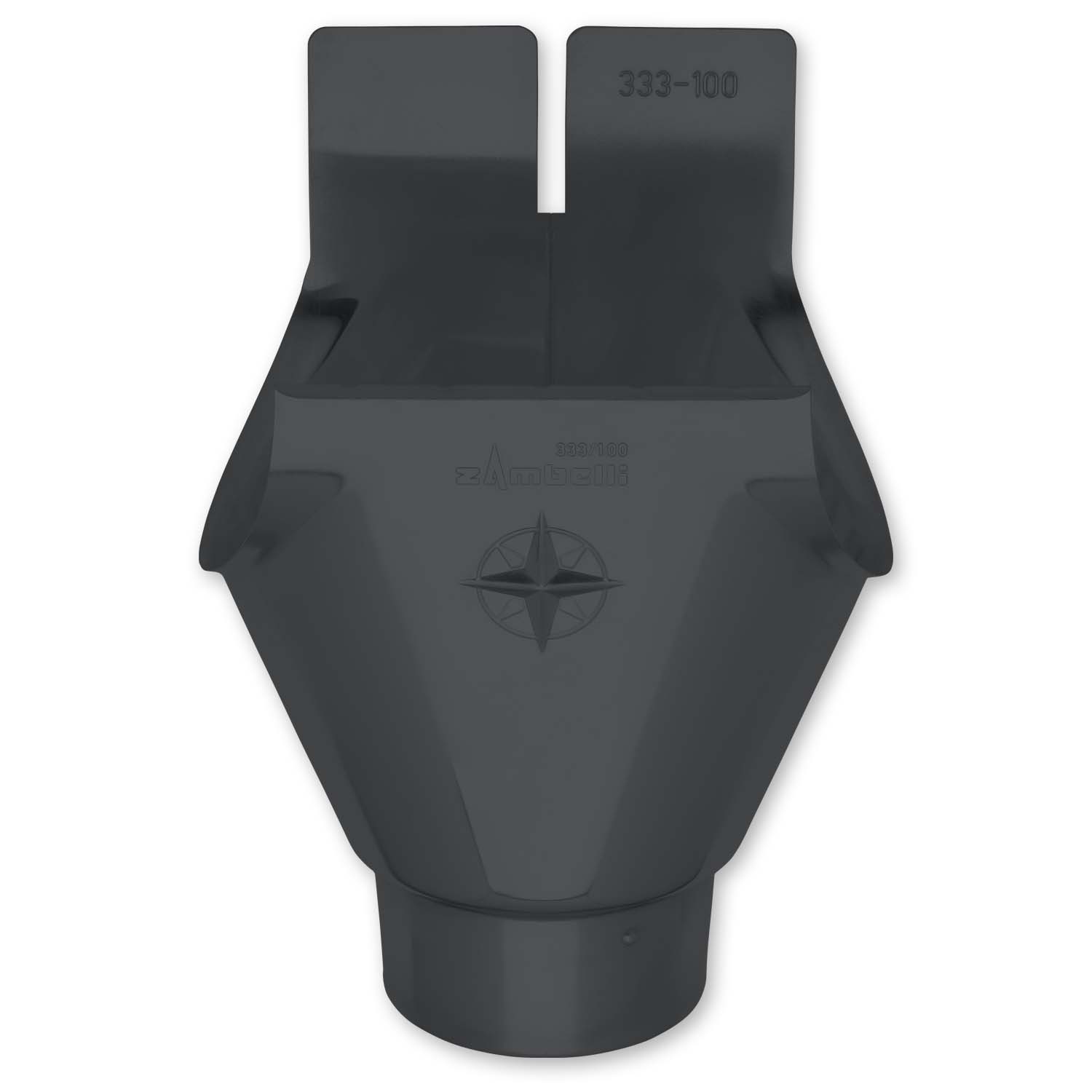 Zambelli Einhangstutzen oval 280/80 mm, 7 tlg, verzinkt, Farbe Anthrazit Zambelli Einhangstutzen oval 280/80 mm, 7 tlg, verzinkt, Farbe Anthrazit