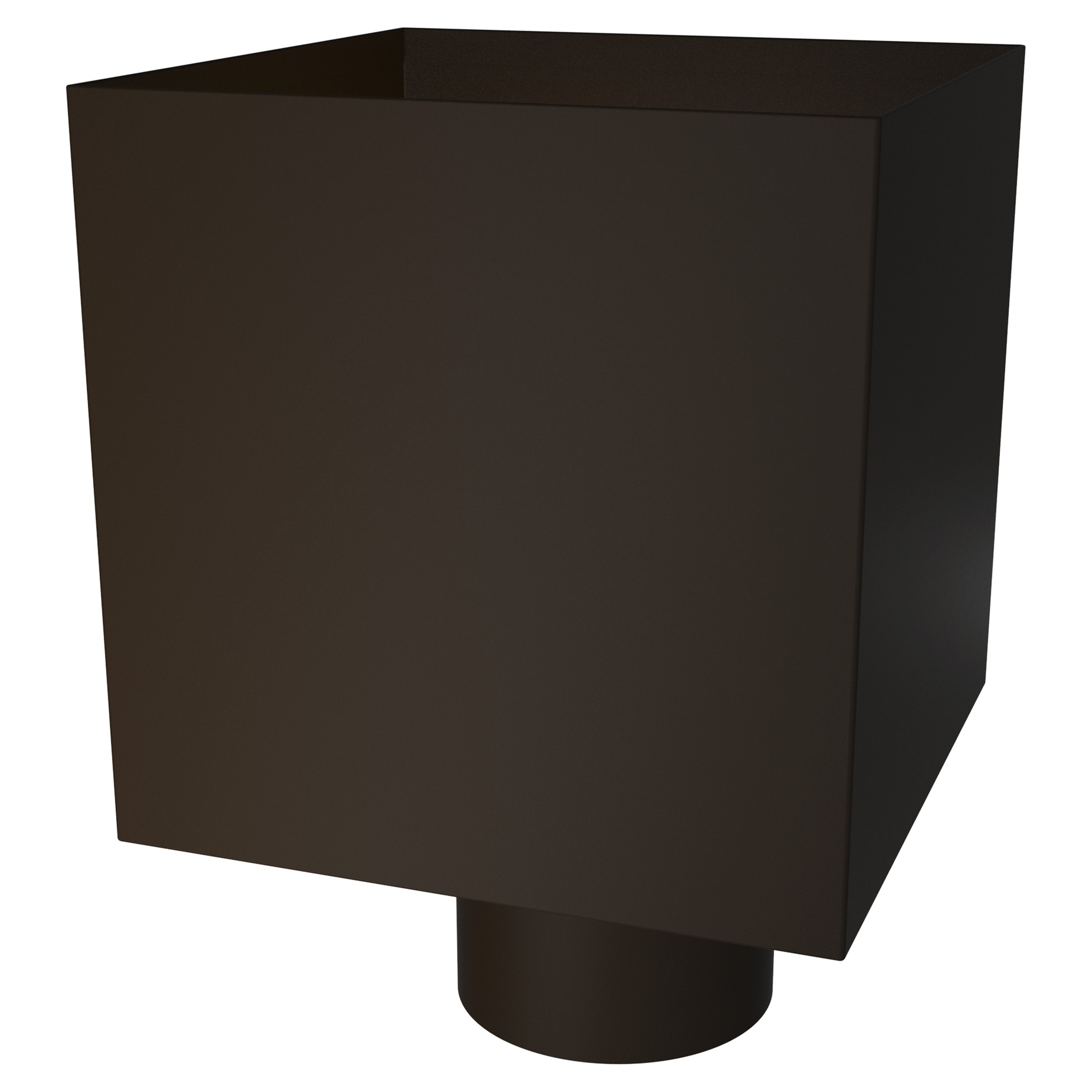 Zambelli Wasserfangkasten kubisch Ø 80 mm, Dunkelbraun RAL 8019, COLORDUR, Ablauf exzentrisch, Abstand 30 mm - 1 Stk.