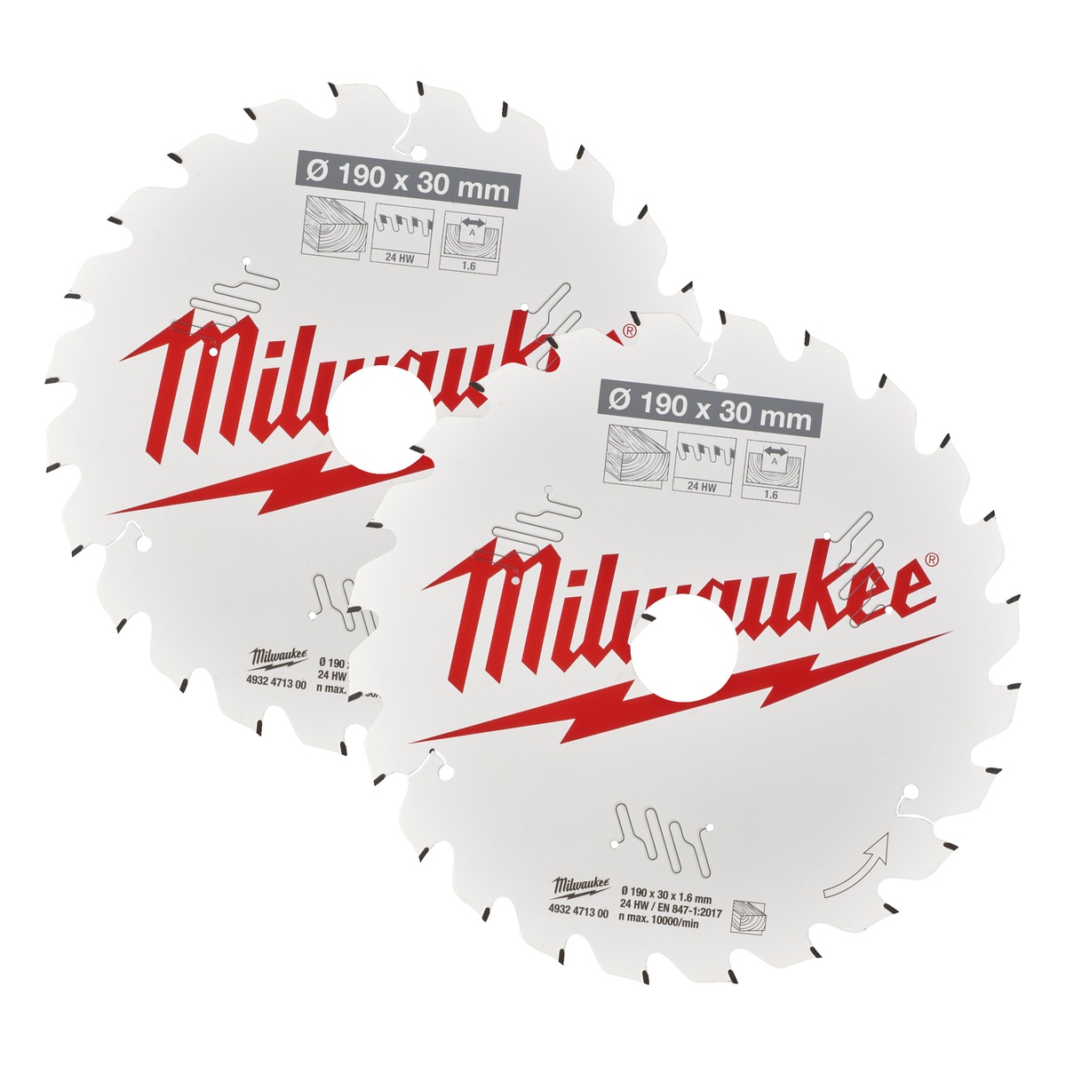 Milwaukee Kreissägeblatt Holz für Handkreissägen Doppelpack 2x 190/30 mm Z24 Wechselzahn - 1 Pck.