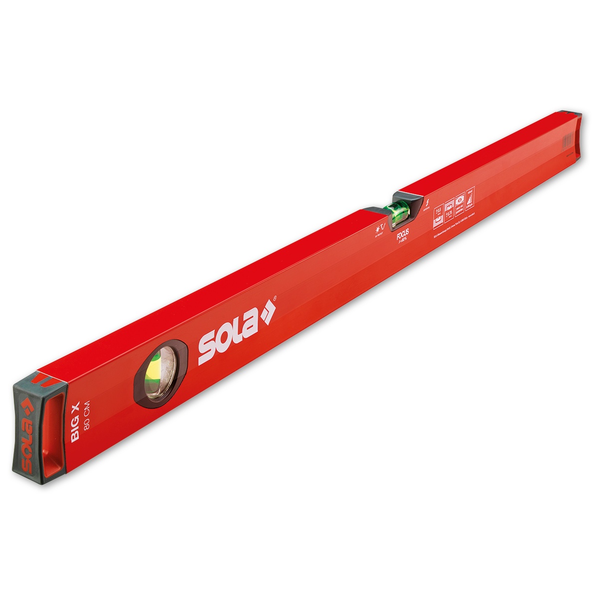 Sola Alu-Wasserwaage BIG X, 60 cm, 2 FOCUS-Libellen, Messtoleranz 0,50 mm/m