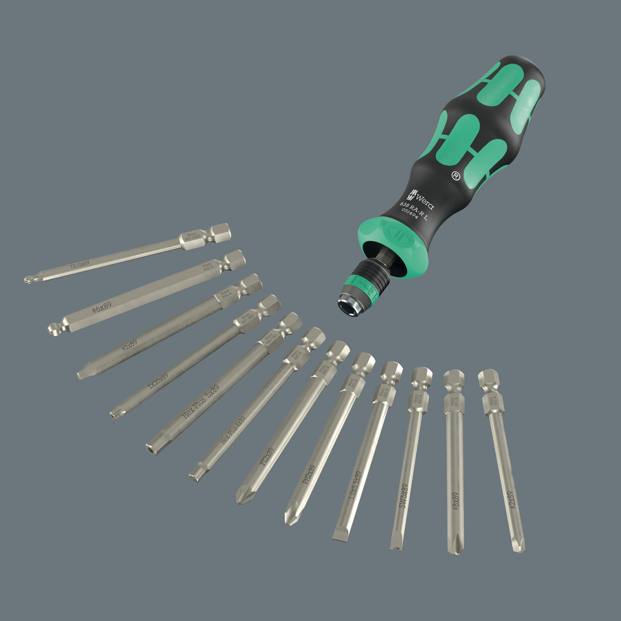Wera Ratschenschraubendreher 838 RA-R L, 1/4 Zoll x 140 mm, mit Bithalter