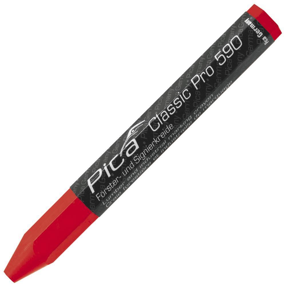 Pica Classic Förster- und Signierkreide Pro 590, 12 × 120 mm, Sechskant, rot
