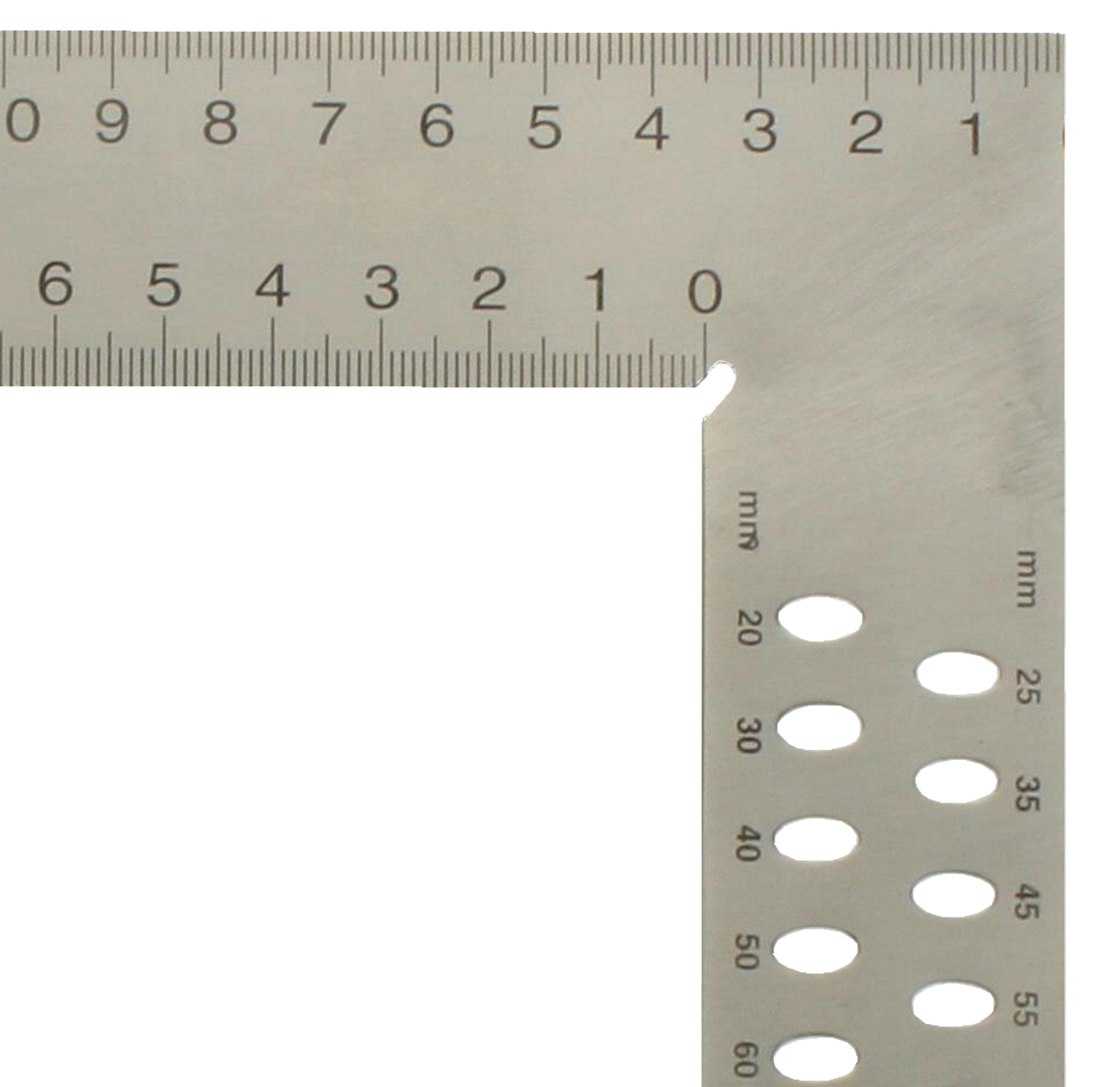 hedue Zimmermannswinkel ZN 600 x 280 mm, Edelstahl Federstahl, nahtlos, mm-Skala, Anreißlöcher
