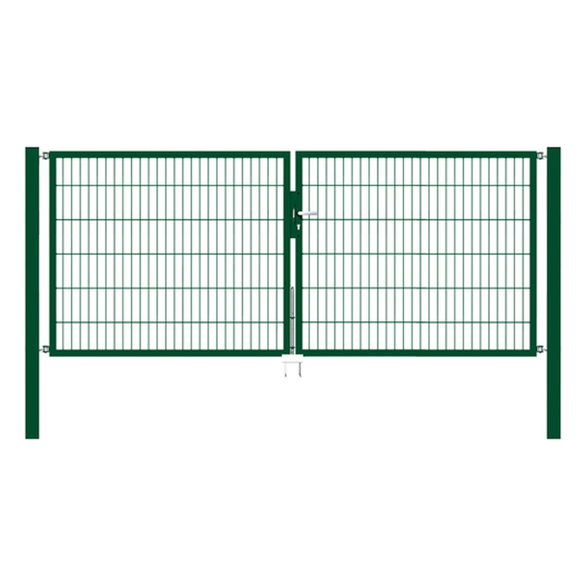 Alberts Doppeltor Flexo, 1200 x 3000 mm, mittig geteilt, Lichte Breite: 3000 mm, Stahl roh, feuerverzinkt, grün kunststoffbeschichtet RAL 6005 - 1 Stk.