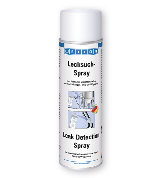WEICON Lecksuch-Spray, Risse und Undichtigkeiten an Druckleitungen auffinden, 400 ml, weiß, milchig