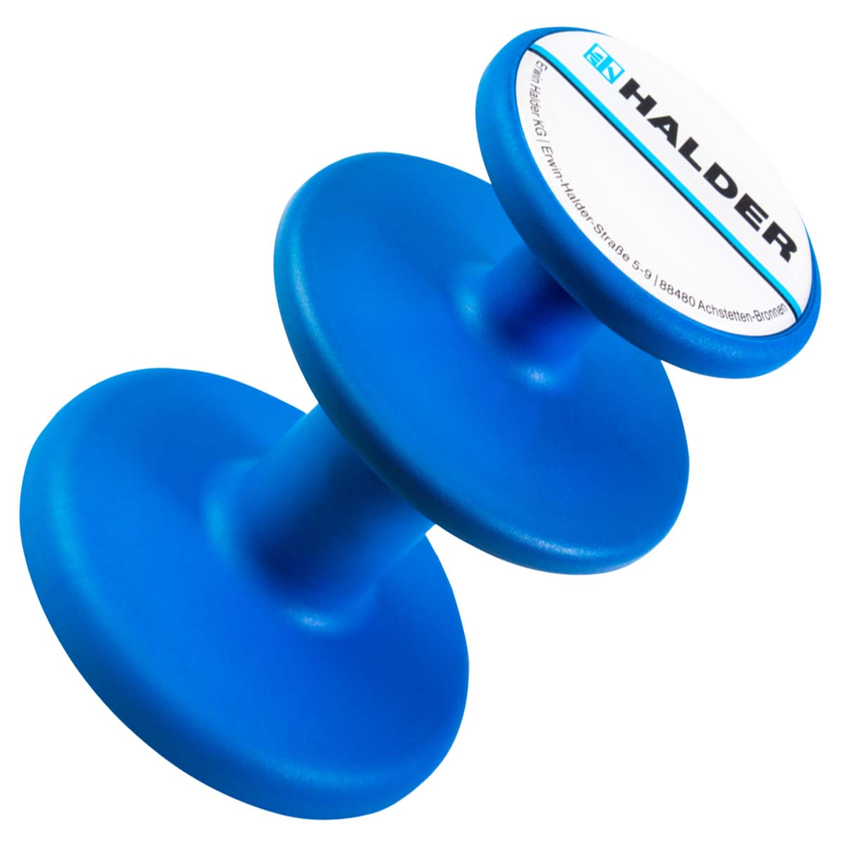 Halder Magnethalter blau, Neodym-Topfmagnet Ø 65 mm, gummierte Haftfläche, für Blaspistole und Kabel
