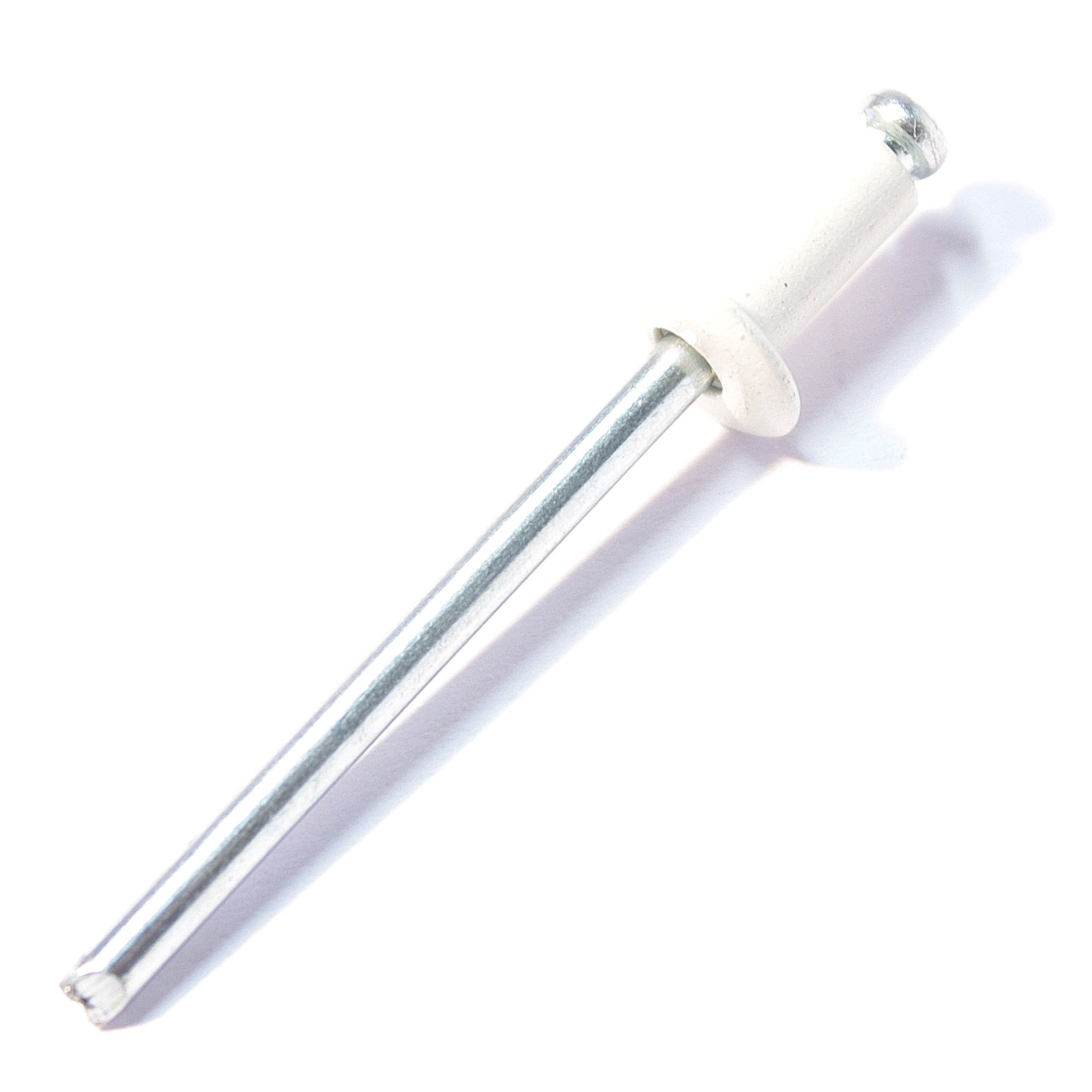 Offene Blindniete 4 x 8 mm ART 88408 / DIN 7337, Alu weiß lackiert / Stahl verzinkt
