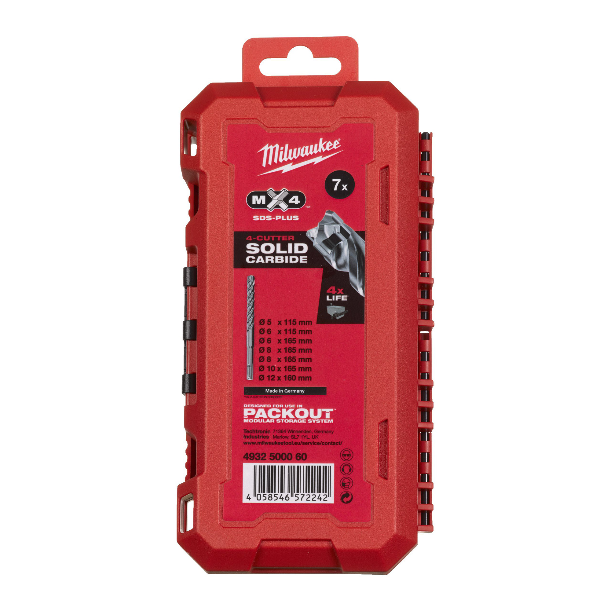 Milwaukee SDS-Plus MX4 Hammerbohrerset, Packout - 7-teiliges Set
