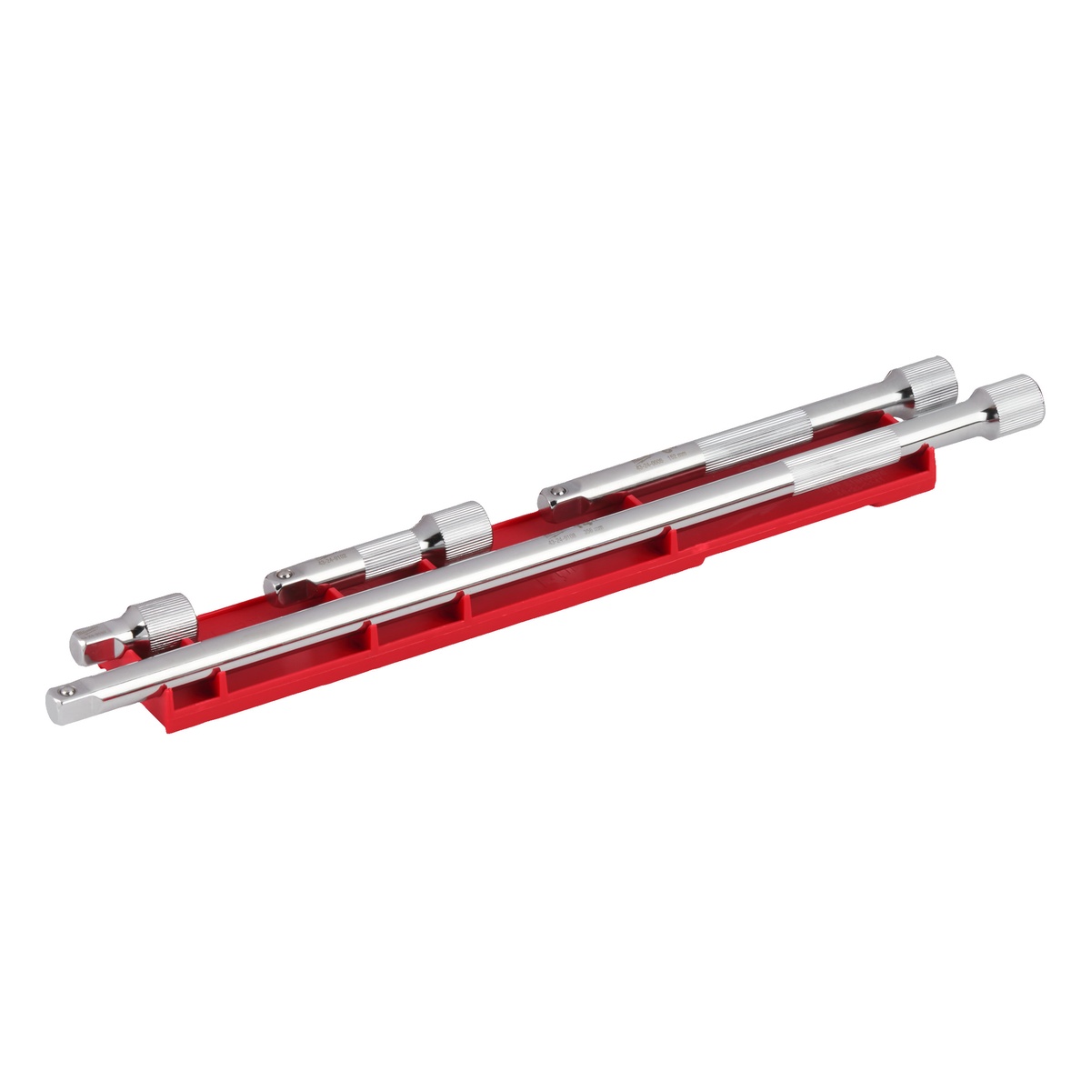 Milwaukee Verlängerungs-Satz 3/8 Zoll 4-teilig, 38, 76, 152 und 356 mm, verchromt, geriffelter Griffbereich