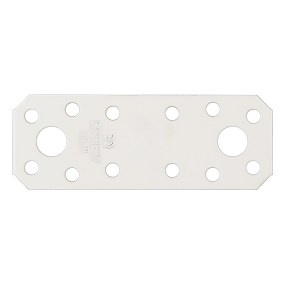 Alberts Flachverbinder, verzinkt, weiß, 100x35x2,5 Alberts Flachverbinder, verzinkt, weiß, 100x35x2,5