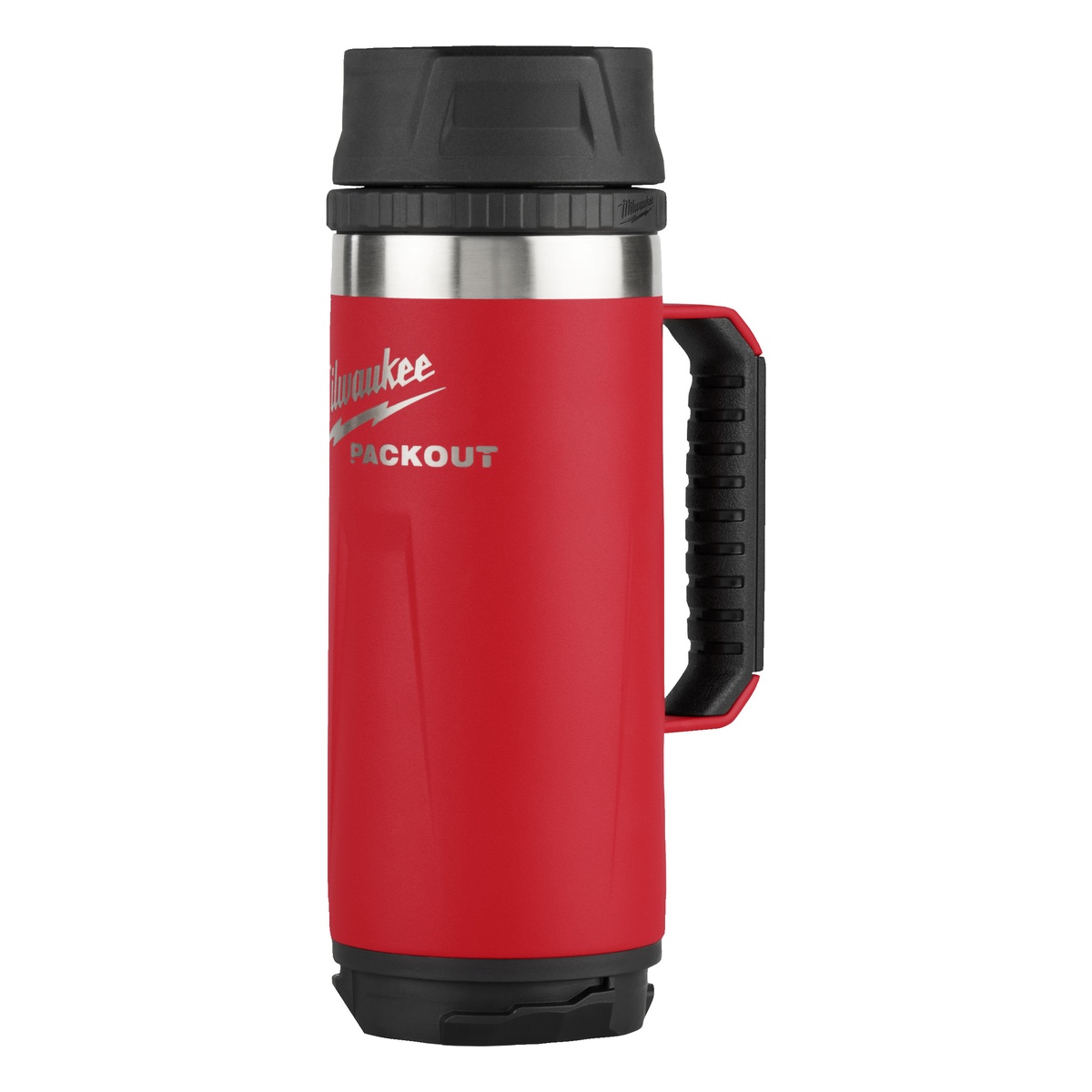 Milwaukee PACKOUT Isolierbecher 532 ml, mit Henkel und Trinkdeckel, rot - 1 Stk.