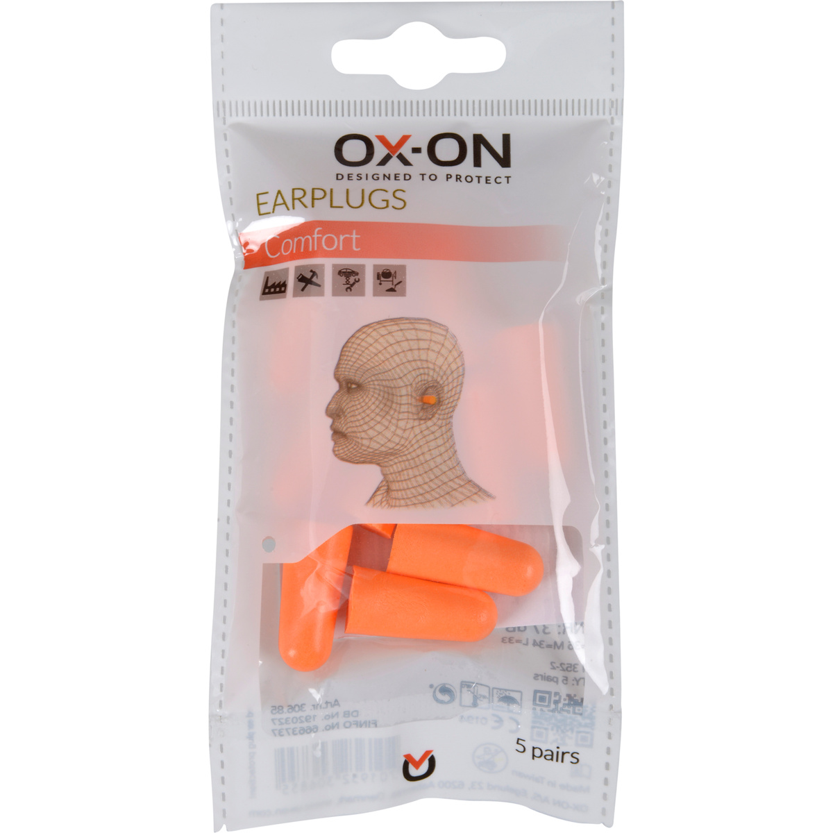 OX-ON Gehörschutzstöpsel, 5 Paar
