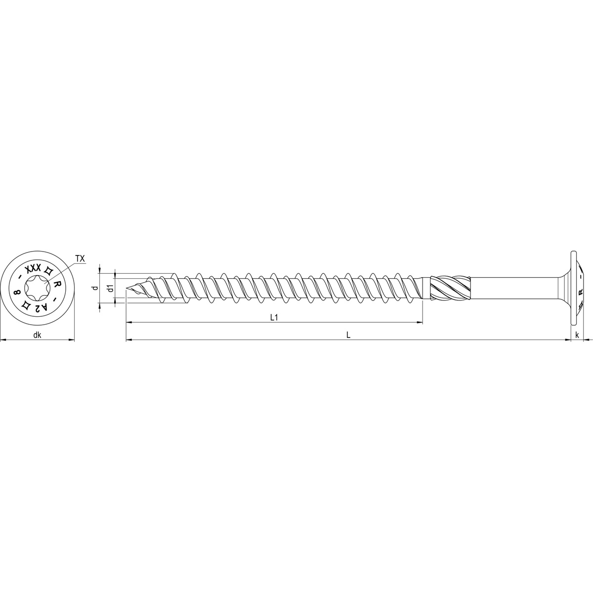 Reisser HBS Tellerkopf Holzbauschraube 8,0x180 mm, Edelstahl A2, Teilgewinde, TX40 - 25 Stk.