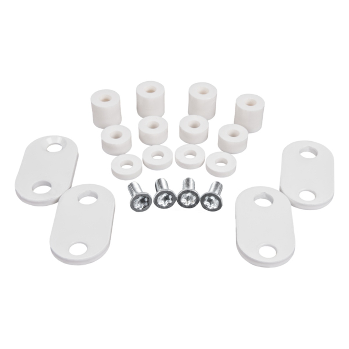 Alberts Befestigungs-Set Fenstergitter, 30 x 40 x 120 mm, Stahl roh, feuerverzinkt, weiß kunststoffbeschichtet RAL 9010 - 4 Stk.