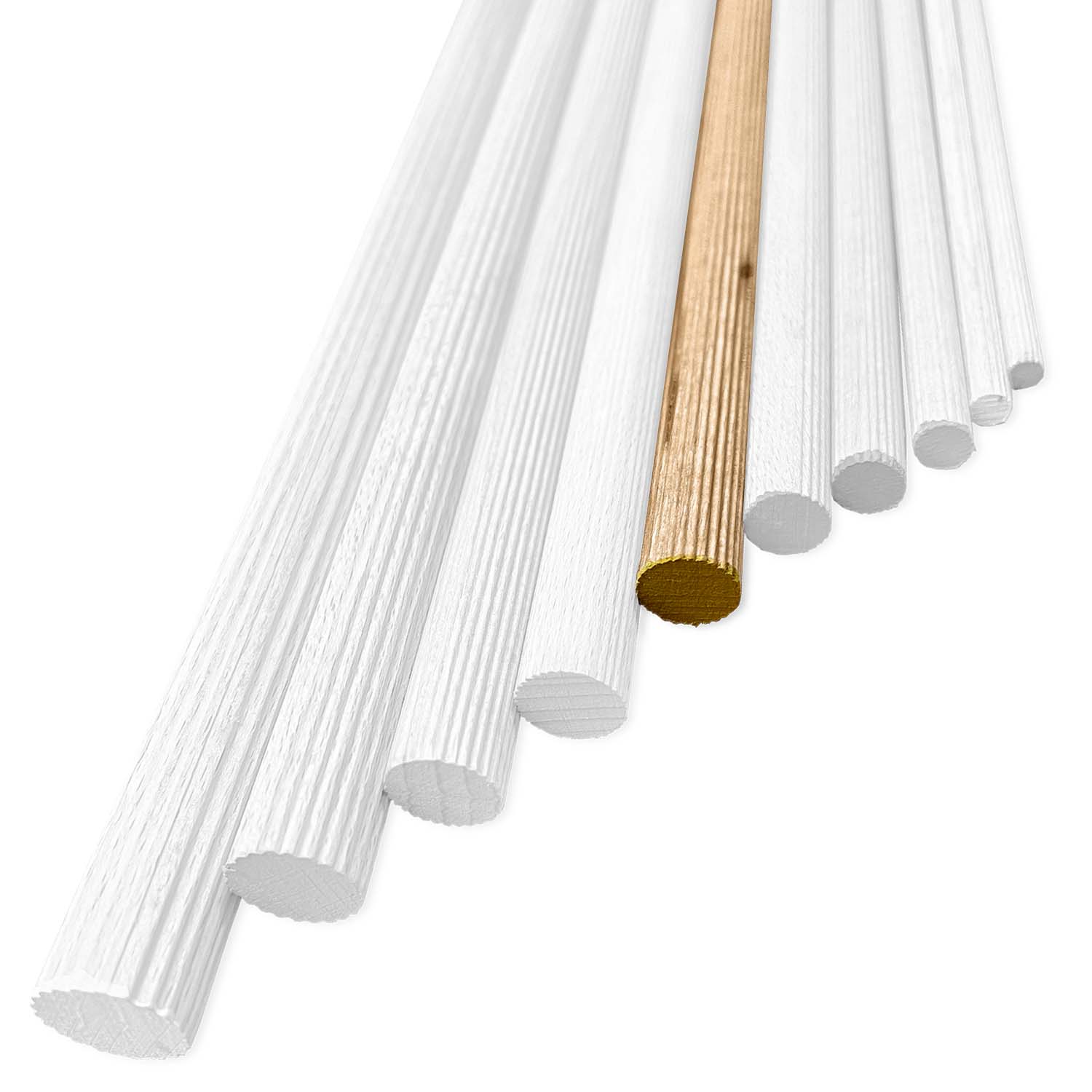 Facett Rundstab Buche 14 x 1000 mm, geriffelt - 1 Stk. Facett Rundstab Buche 14 x 1000 mm, geriffelt - 1 Stk.