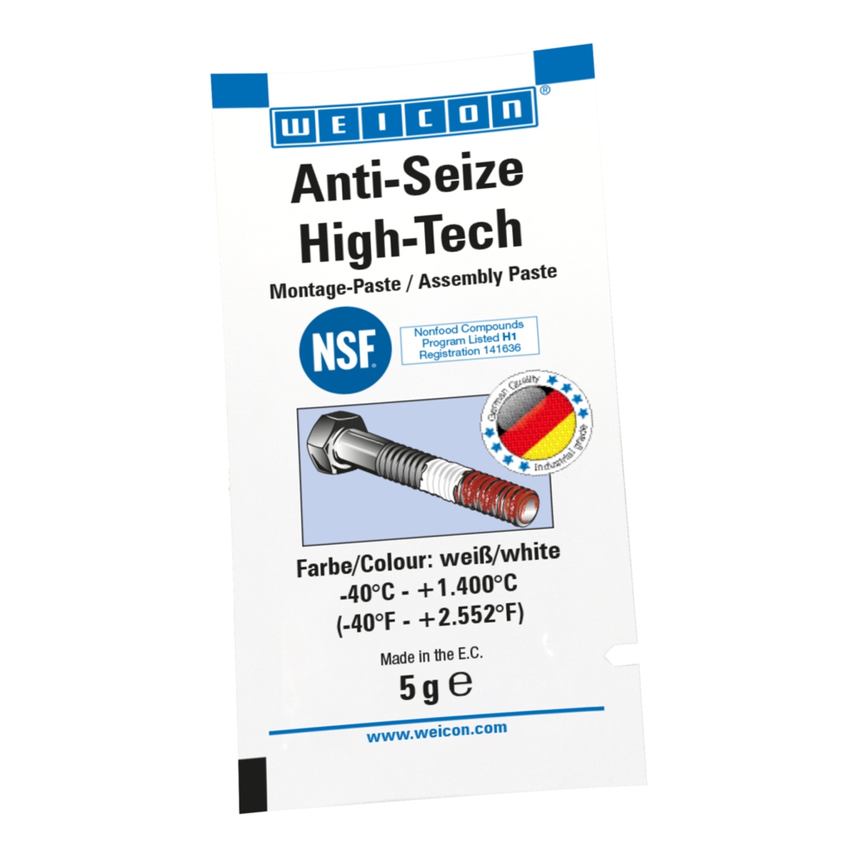 WEICON Anti-Seize High-Tech Montagepaste, metallfrei, NSF H1, 5 g