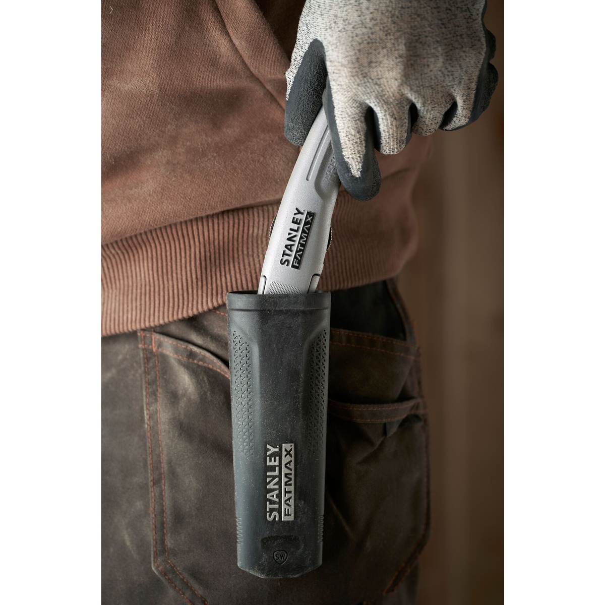 Stanley FATMAX Universalmesser feststehende Klinge, silber, mit Köcher, 2 Trapezklingen und 1 Hakenklinge