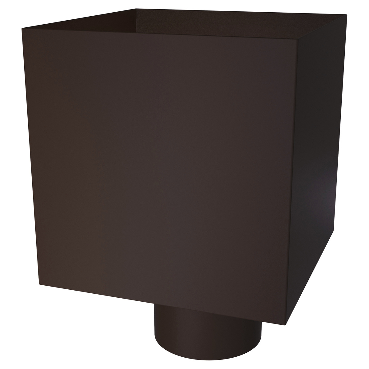 Zambelli Wasserfangkasten kubisch Ø 100 mm, Dunkelbraun RAL 8019, COLORDUR, Ablauf exzentrisch, Abstand 30 mm - 1 Stk.