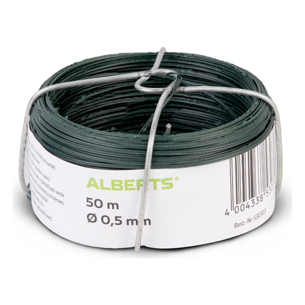 Alberts Bindedraht, 0,5 x 0,5 x 50000 mm, Stahl roh, grün kunststoffbeschichtet - 1 Stk. Alberts Bindedraht, 0,5 x 0,5 x 50000 mm, Stahl roh, grün kunststoffbeschichtet - 1 Stk.