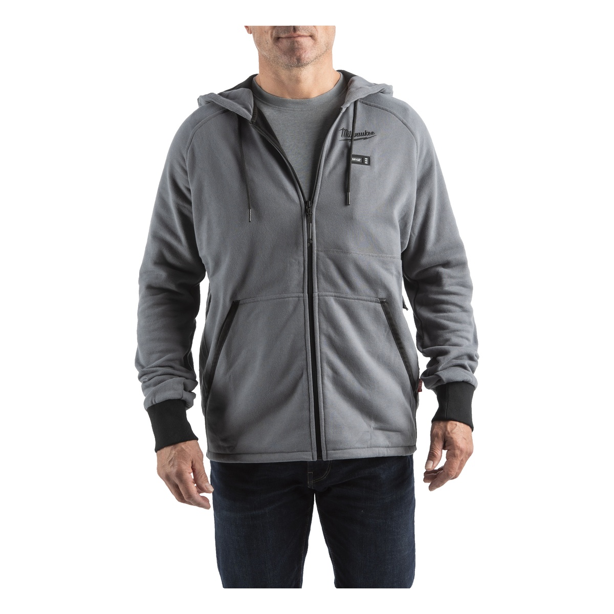 Milwaukee 12 V Akku-Heiz-Kapuzenpullover Herren grau, ohne Akku u. Ladegerät M12HHGREY4-0(S) - 1 Stk.
