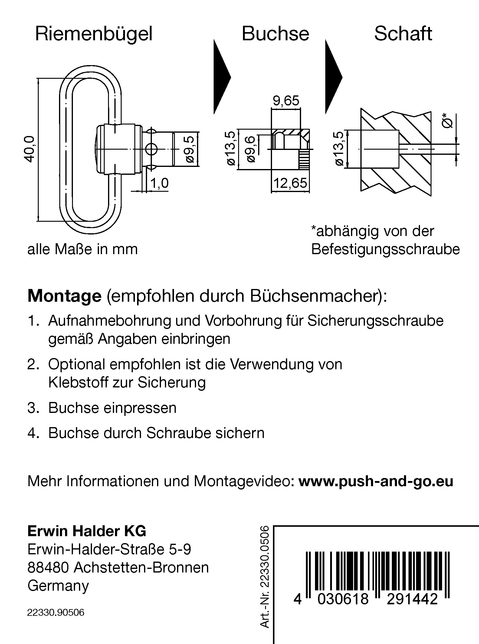 Halder breiter Riemenbügel mit 9,5 mm Buchse für Holz, drehbar