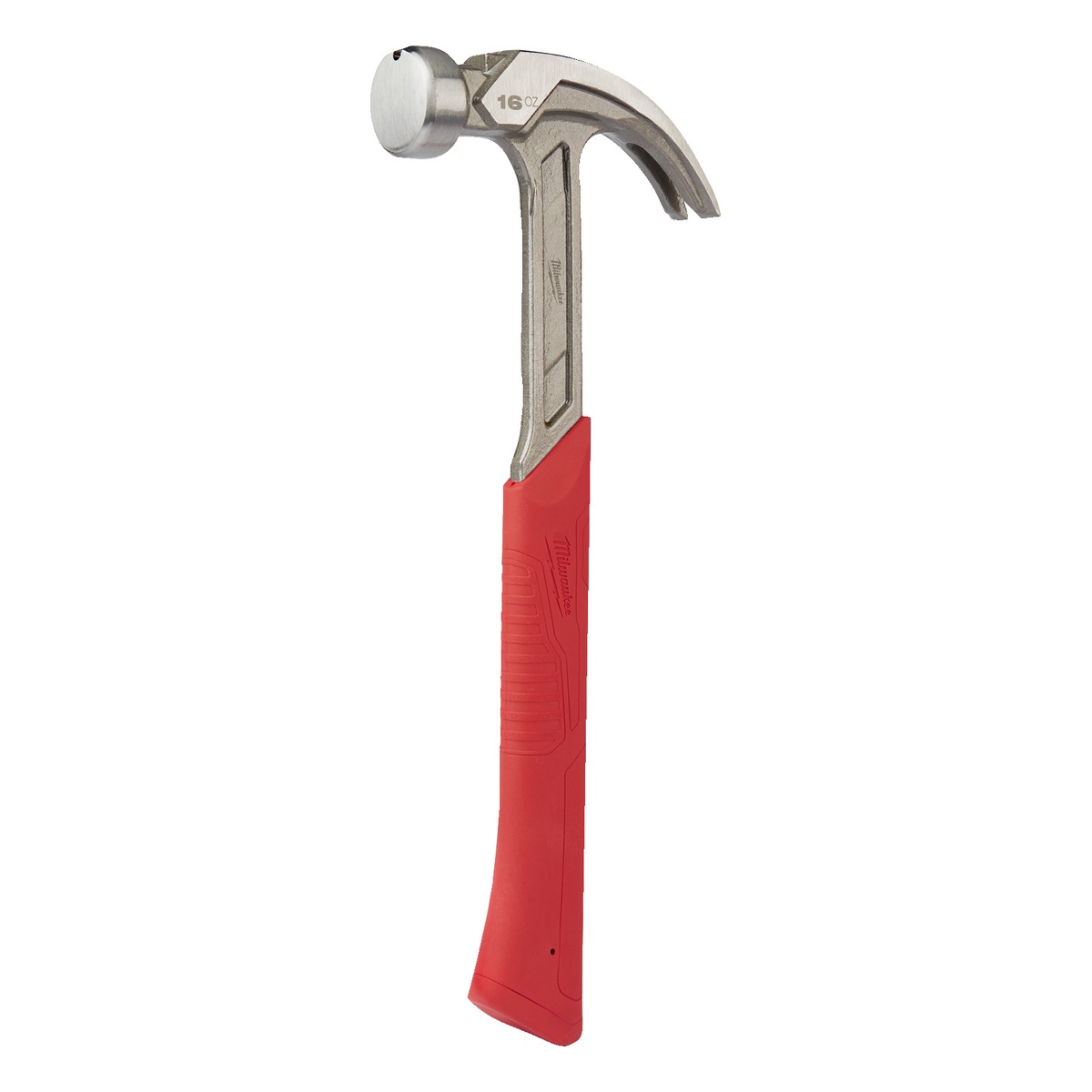 Milwaukee Klauenhammer gekröpft, 450 g, Stahlstiel mit Kunststoffummantelung, Shockshield-Griff, Magnet-Nagelhalter