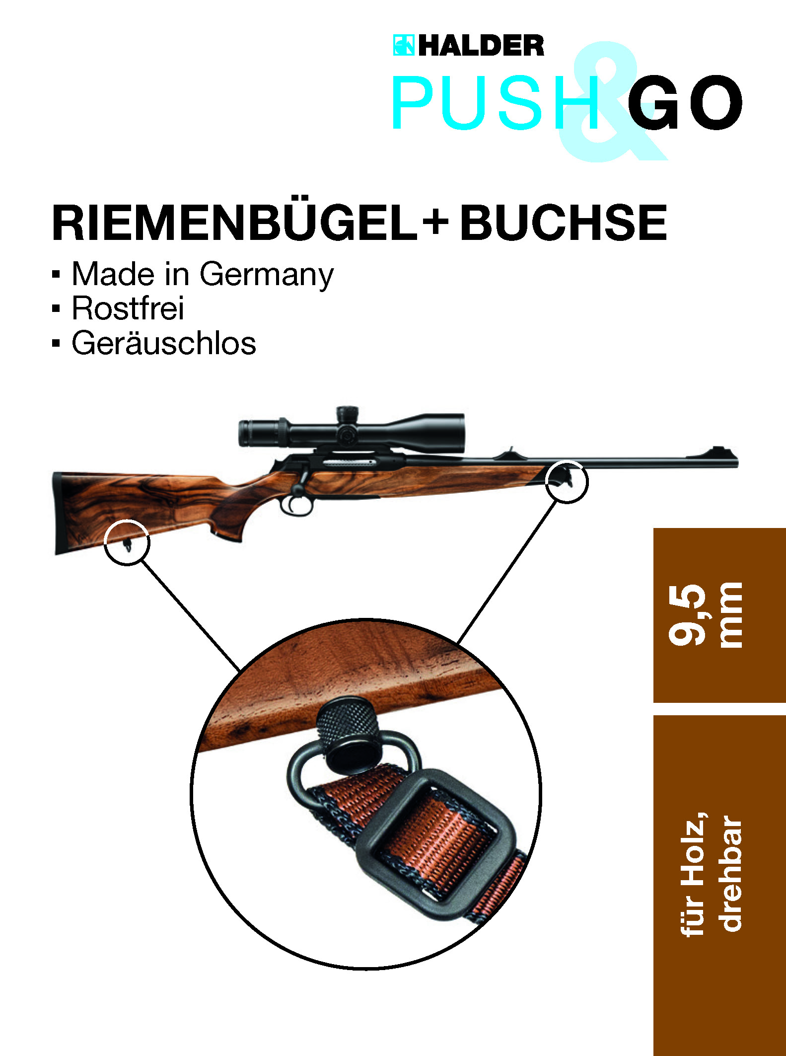 Halder breiter Riemenbügel mit 9,5 mm Buchse für Holz, drehbar