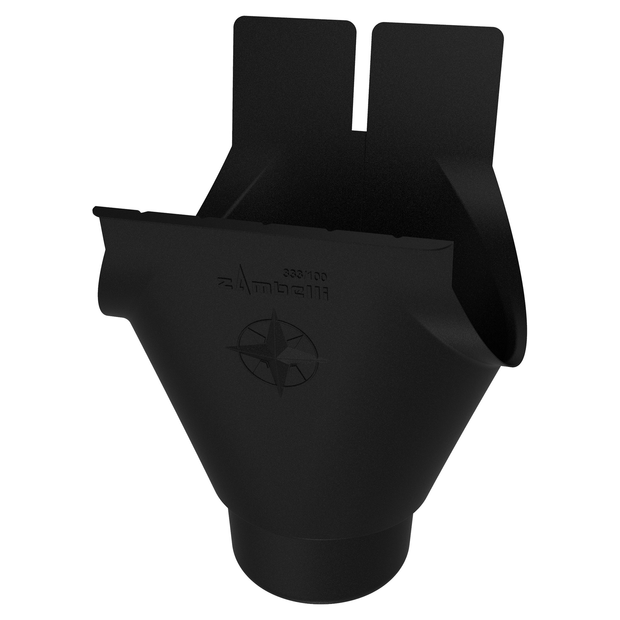 Zambelli Rinnenstutzen Meister-Stutzen oval 333/100, 6-teilig, Schwarz RAL 9005, COLORDUR, hinten gefalzt, mit Zambelli-Logo - 1 Stk.