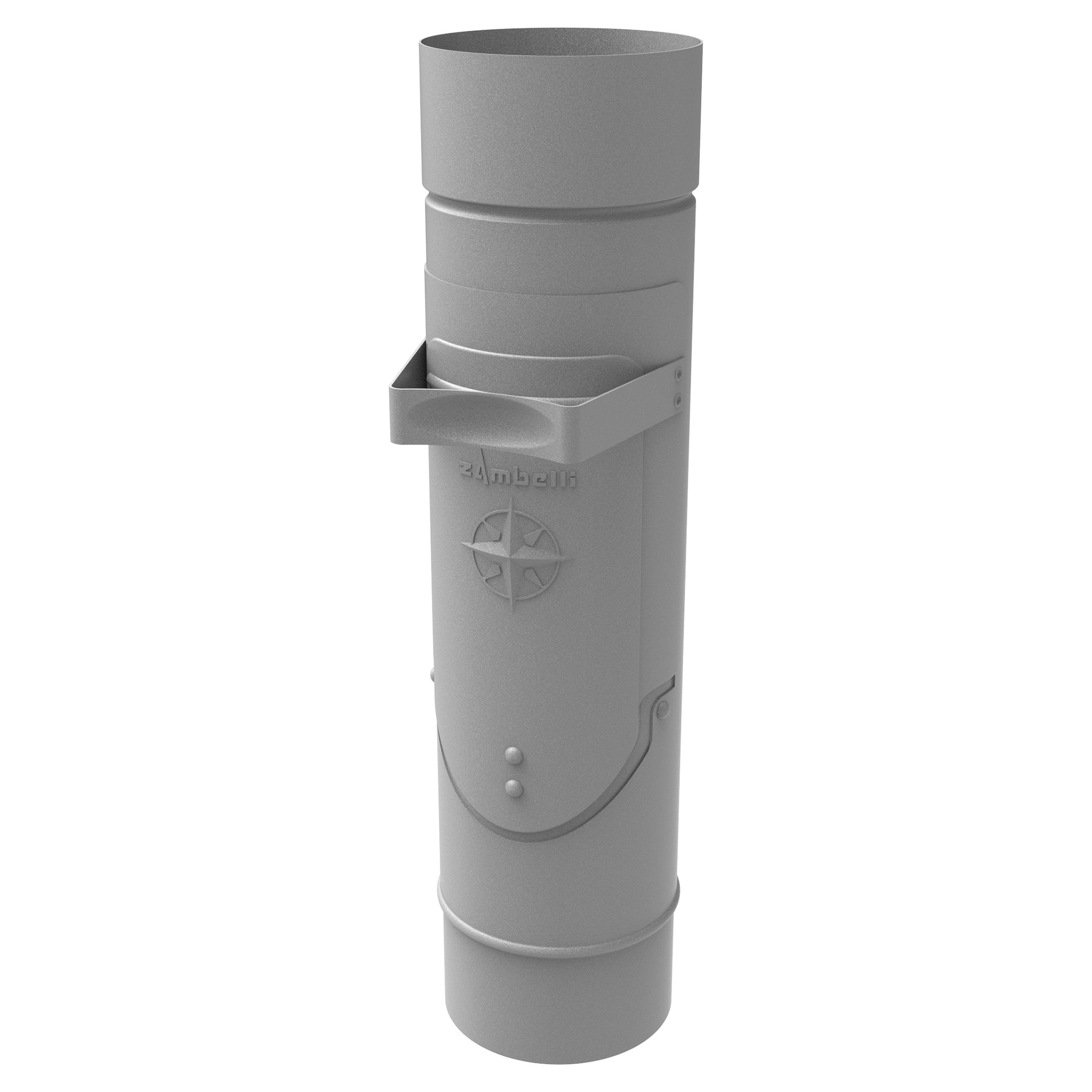Zambelli Regenwasserklappe Ø 100 mm, Weißaluminium RAL 9006, COLORDUR, mit Sieb, mit Zambelli-Logo - 1 Stk.