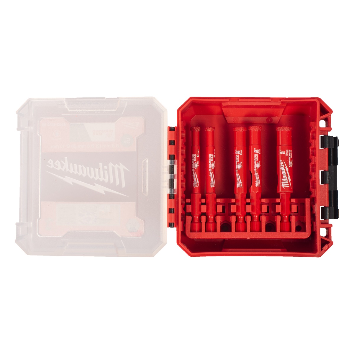 Milwaukee Diamantbohrer DIAMOND MAX 1/4" Hex Set 5-teilig: 6, 6, 8, 8, 10 mm in PACKOUT kompatibler Box - 1 Stk. Milwaukee Diamantbohrer DIAMOND MAX 1/4" Hex Set 5-teilig: 6, 6, 8, 8, 10 mm in PACKOUT kompatibler Box - 1 Stk.