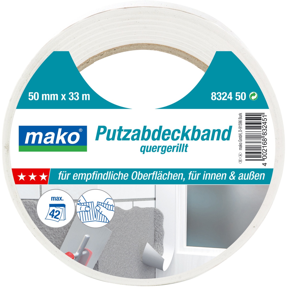 Mako Putz-Abdeckband, 50 mm x 33 m, weiß