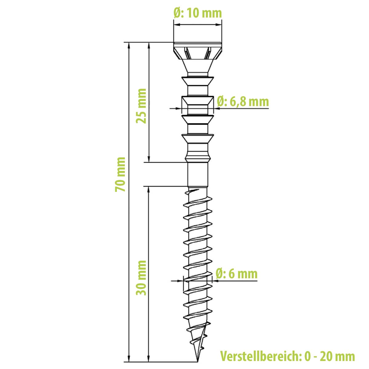 Eurotec Justierschraube Justitec 6,0x70 mm, 200 Stk.