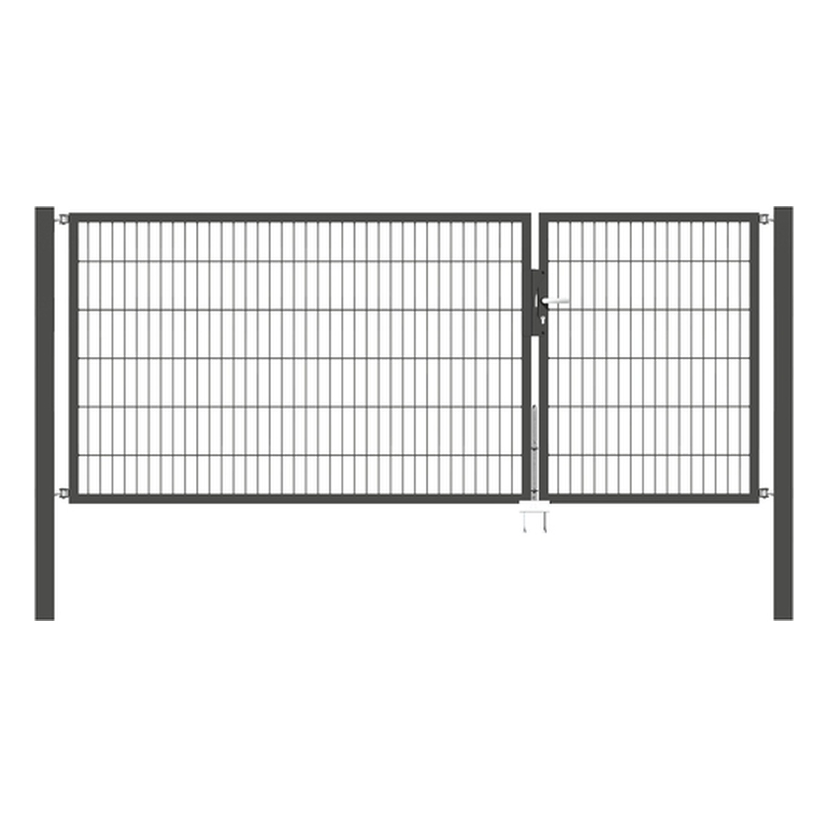 Alberts Doppeltor Flexo, 1200 x 3000 mm, ungleich geteilt, Lichte Breite: 2985 mm, Stahl roh, feuerverzinkt, anthrazit kunststoffbeschichtet RAL 7016