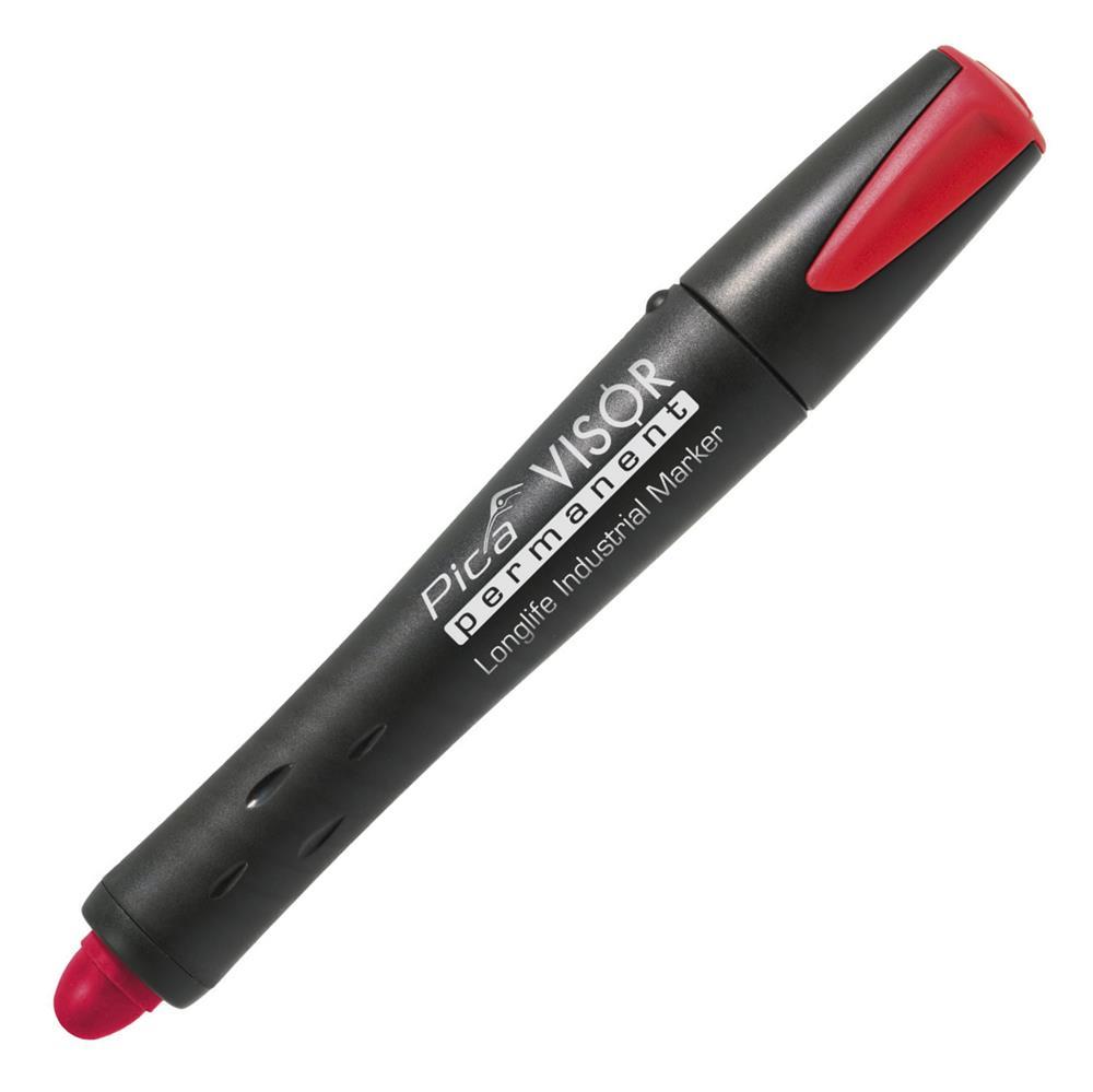 Pica Visor Permanent Marker 990, 10 mm, rot, nachfüllbarer Industriemarker mit Signierkreide