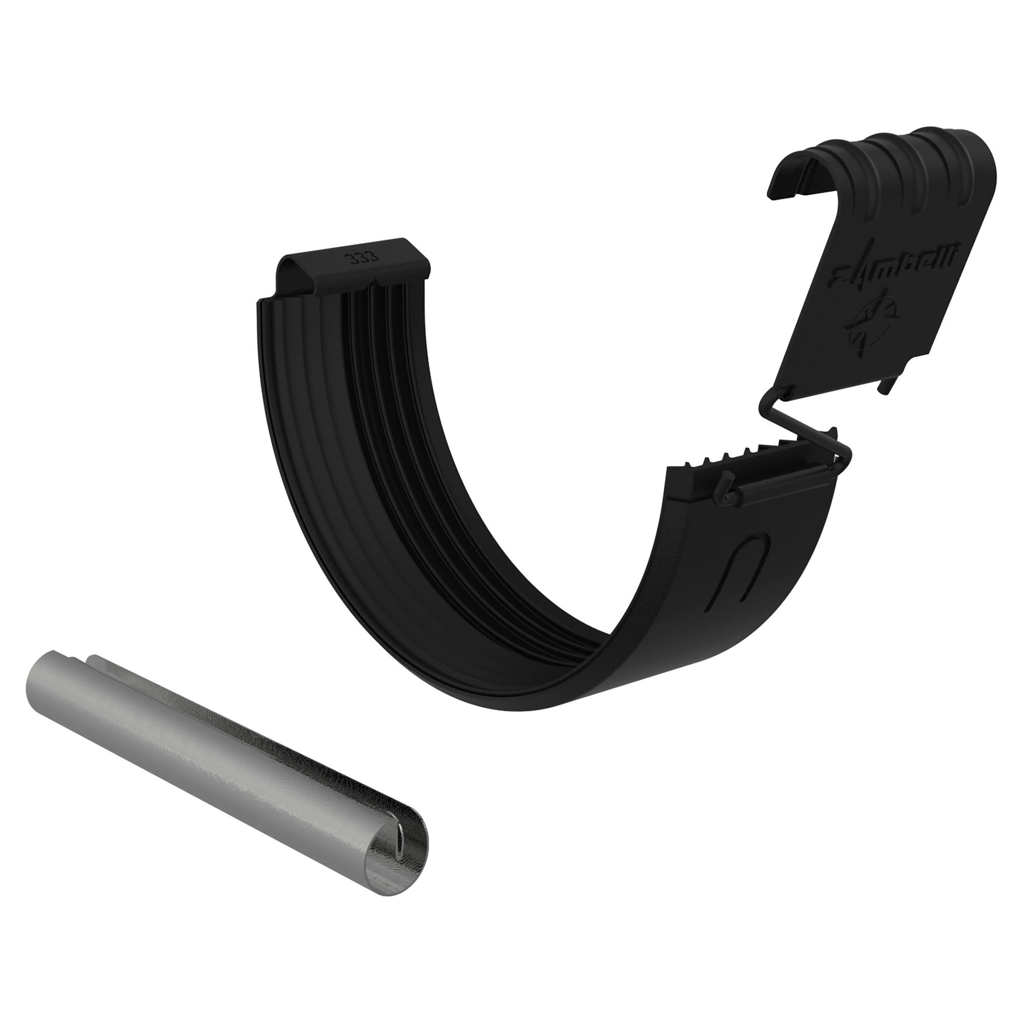 Zambelli Set Rinnen- und Wulstverbinder halbrund 333, 6-teilig, Schwarz RAL 9005, COLORDUR, mit Zambelli-Logo - 1 Set
