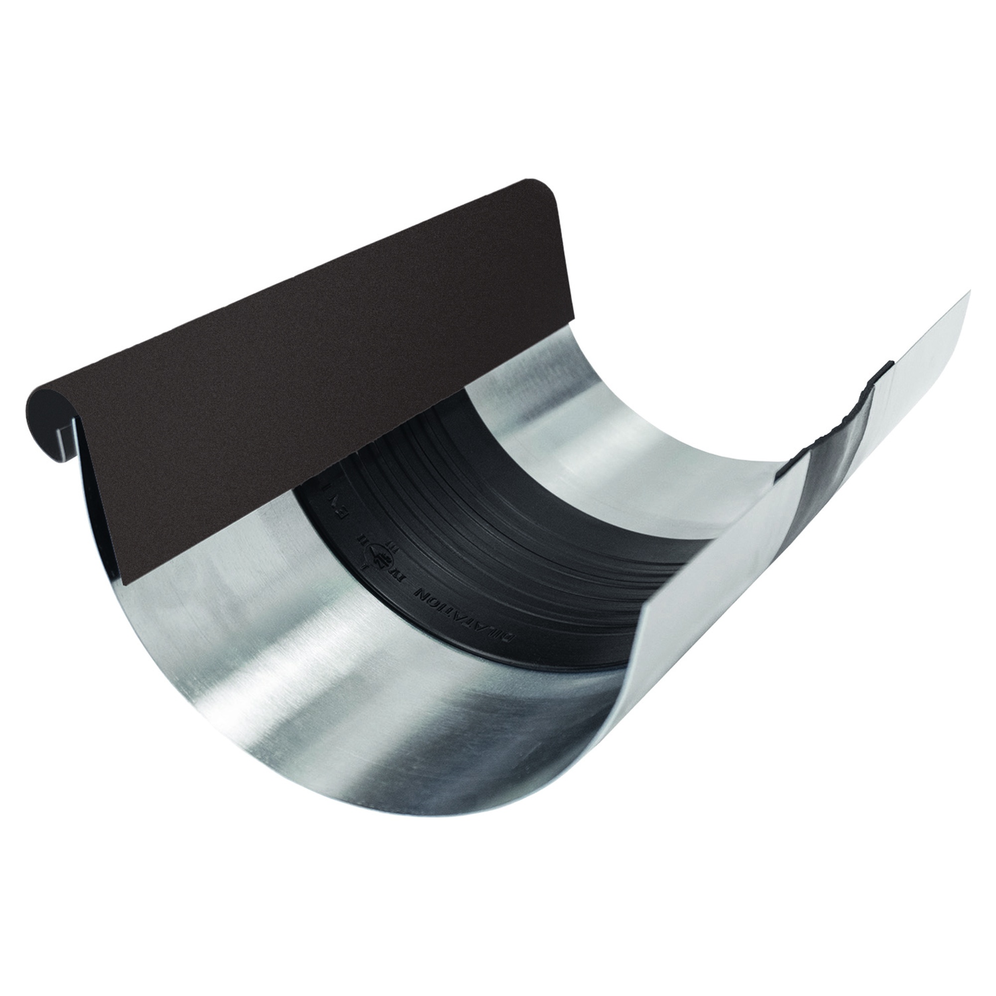 Zambelli Rinnen-Dilatation halbrund 400, 5-teilig, Dunkelbraun RAL 8019, COLORDUR, 260 mm breit, mit Schutzblende - 1 Stk.