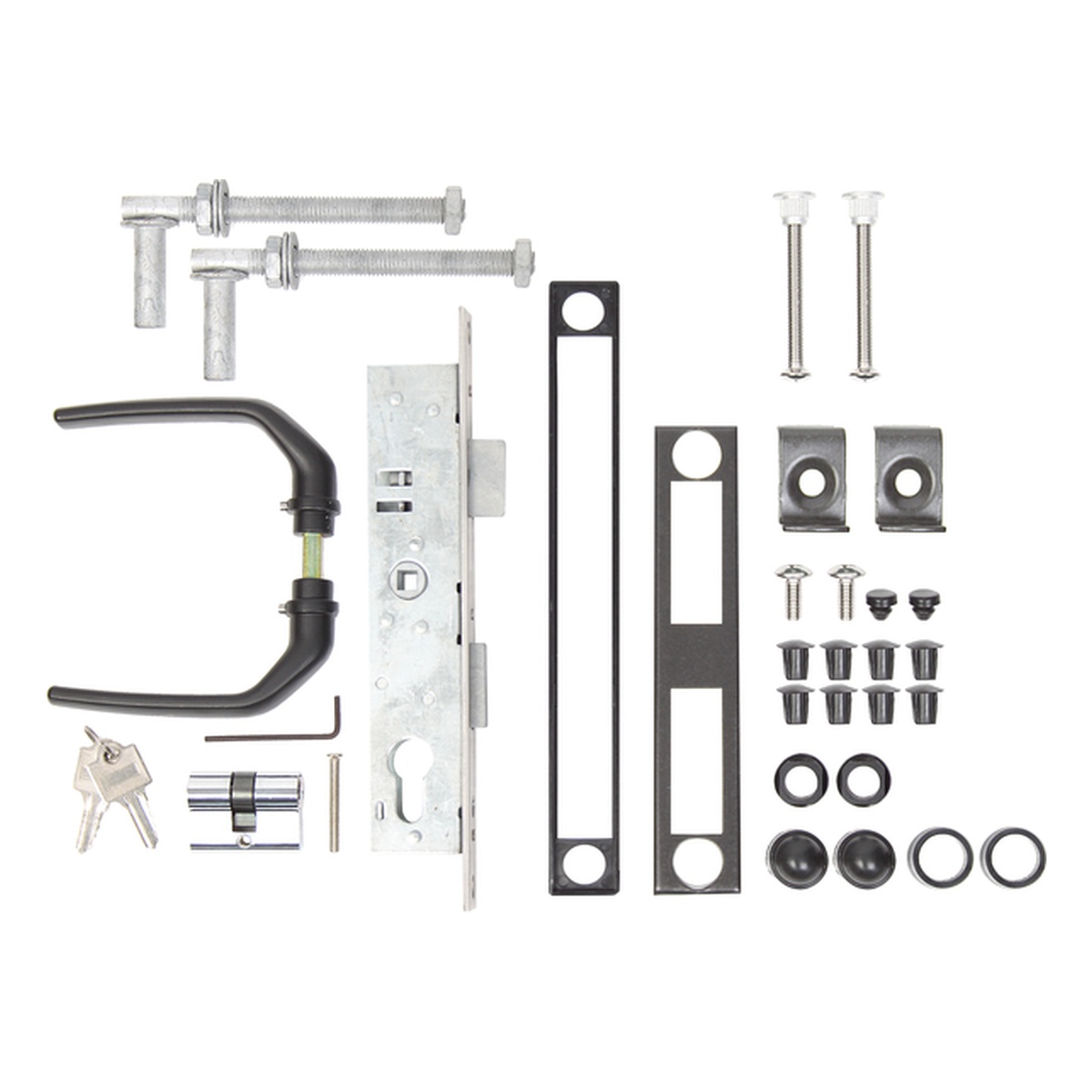 Alberts Zubehör-Set für Wellengitter-Tore bis 1500 mm Höhe, 240 x 400 x 80 mm, Stahl roh, zinkphosphatiert, anthrazit kunststoffbeschichtet RAL 7016 - 1 Stk.