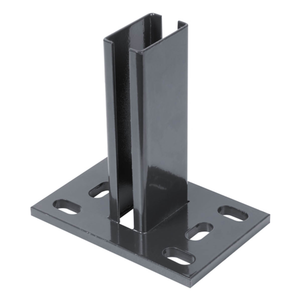 Alberts Pfostenträger für Zaunpfosten 60 x 40 mm, Platte: 150 x 100 mm, für Pfosten: 60 x 40 mm, Aufnahme: 55 mm, Aufnahme: 34 mm, Stahl roh, feuerverzinkt, anthrazit kunststoffbeschichtet RAL 7016, zum Aufschrauben - 1 Stk.