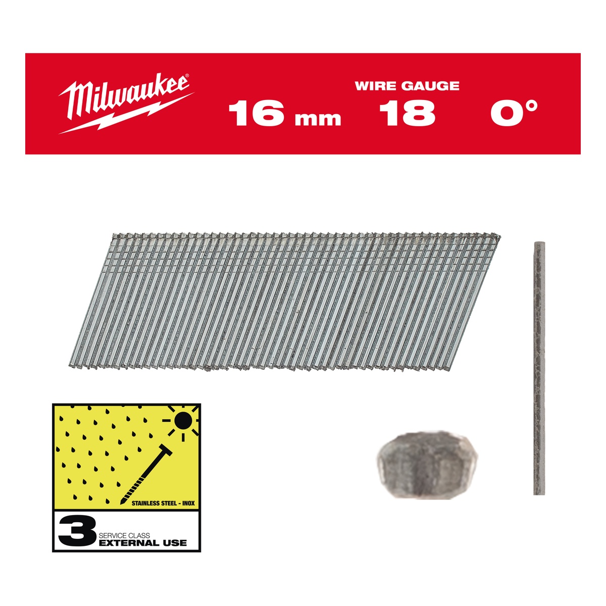 Milwaukee Stauchkopf-Nägel 18 Gauge für M18FN18GS & M18CN18GS 1,05 x 1,25 x 16 mm Edelstahl, 0° - 10000 Stk.