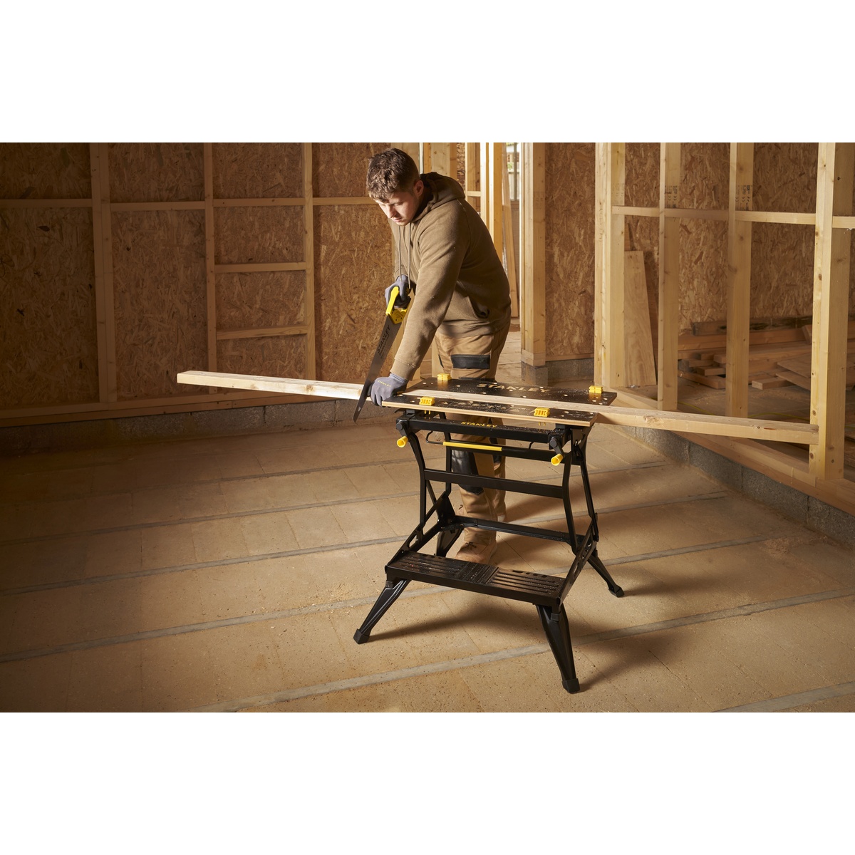 Stanley Workmate Deluxe 2-in-1, Werkbank und Spanntisch, Bambusplatte, bis 250 kg
