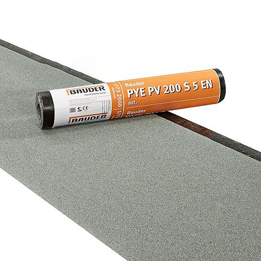 Bauder Schweißbahn PYE PV 200 S5 EN 1x5 m (5 m²/Rl.) (Preis pro Stk.) Bitumenbahnen