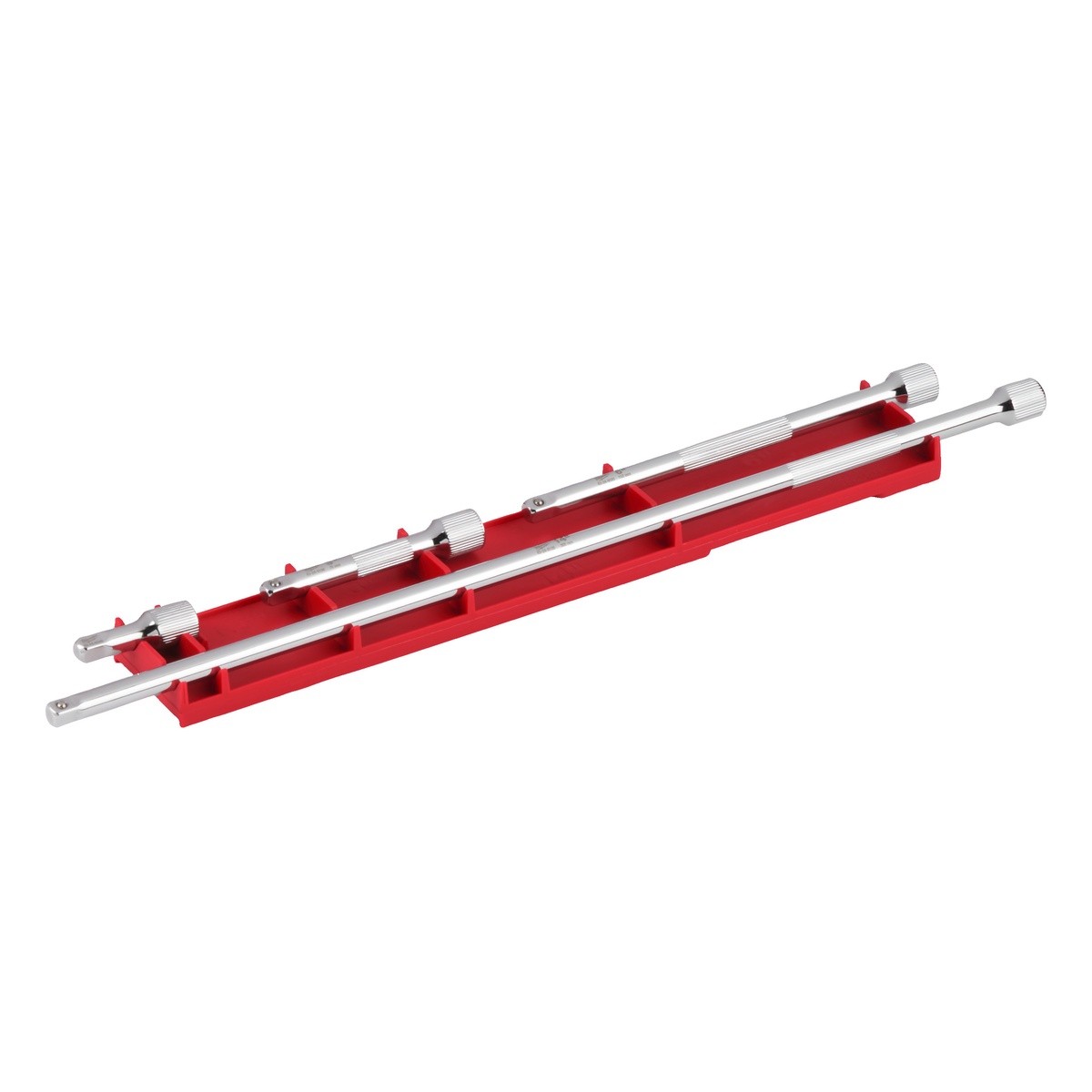 Milwaukee Verlängerungs-Satz 1/4 Zoll 4-teilig, 38, 76, 152 und 356 mm, verchromt, geriffelter Griffbereich