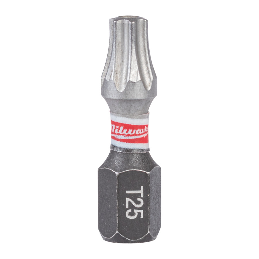 Milwaukee Bit Innensechsrund mit Bohrung TX BO25 x 25 mm, SHOCKWAVE, schlagfest, für Sicherheitsschrauben, 3 Stück