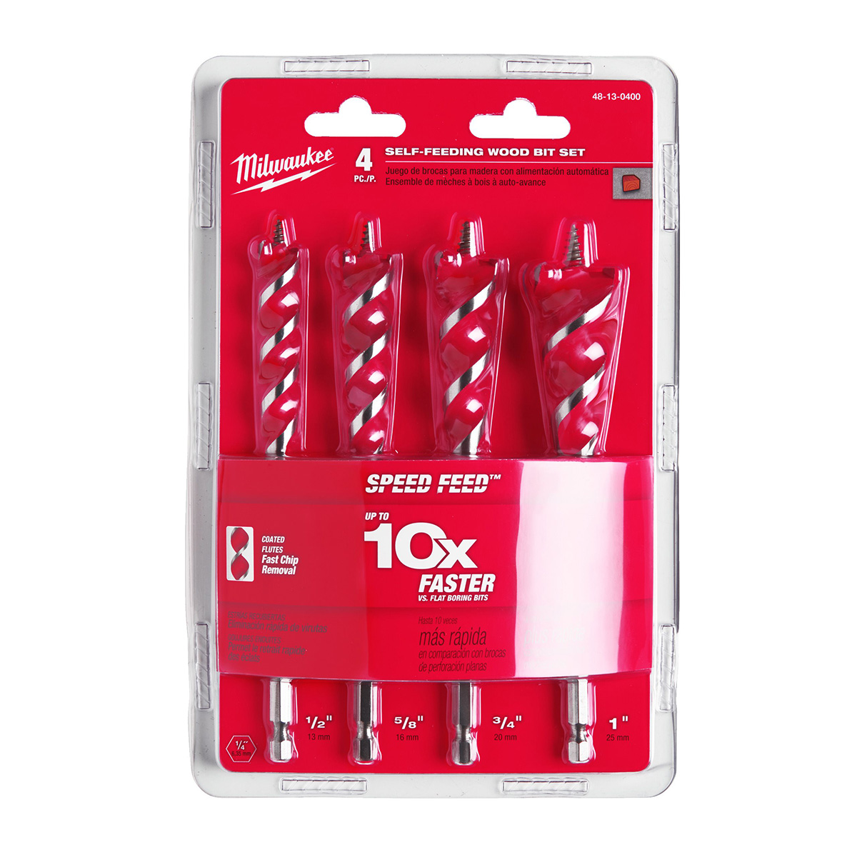 Milwaukee SPEED FEED Holzbohrer Set 4-teilig, 13/16/20/25 mm - 1 Stk. Milwaukee SPEED FEED Holzbohrer Set 4-teilig, 13/16/20/25 mm - 1 Stk.
