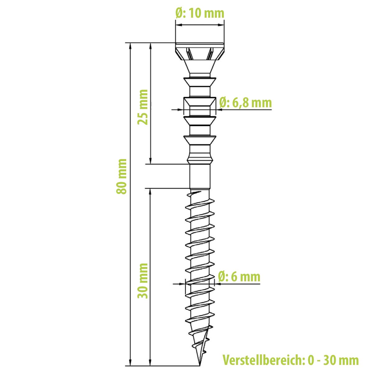 Eurotec Justierschraube Justitec 6,0x80 mm, 200 Stk.