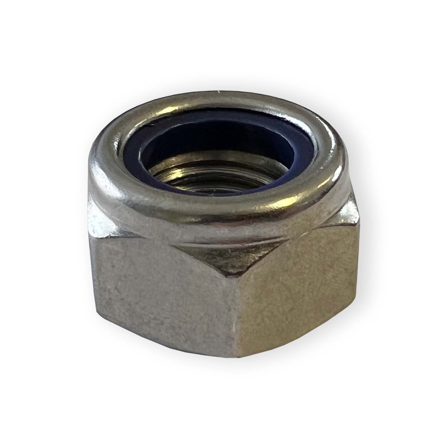 Sechskantmutter M5 DIN 985 A4, galvanisch verzinkt, mit Klemmteil, mit nichtmetallischem Einsatz, niedrige Form Sechskantmutter M5 DIN 985 A4, galvanisch verzinkt, mit Klemmteil, mit nichtmetallischem Einsatz, niedrige Form