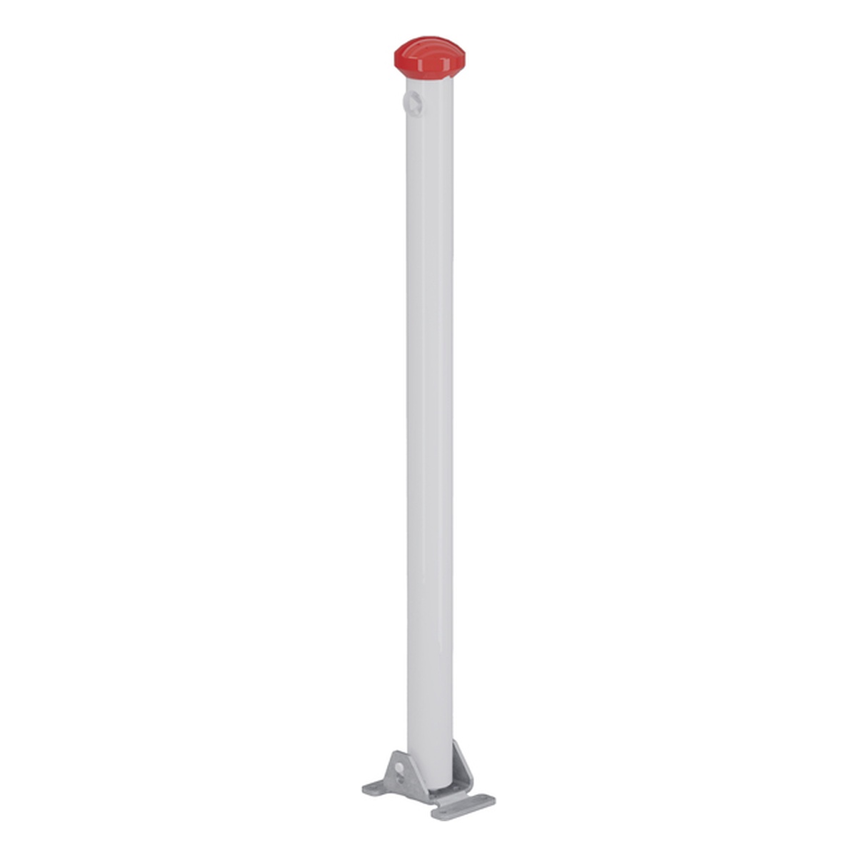 Alberts Absperrpfosten Grünenthal, umlegbar, 160 x 100 x 1012 mm, Stahl roh, feuerverzinkt, weiß kunststoffbeschichtet mit zwei roten, reflektierenden Ringen, zum Aufschrauben, Dreikantschloss ohne Dreikantschlüssel - 1 Stk. Alberts Absperrpfosten Grünenthal, umlegbar, 160 x 100 x 1012 mm, Stahl roh, feuerverzinkt, weiß kunststoffbeschichtet mit zwei roten, reflektierenden Ringen, zum Aufschrauben, Dreikantschloss ohne Dreikantschlüssel - 1 Stk.